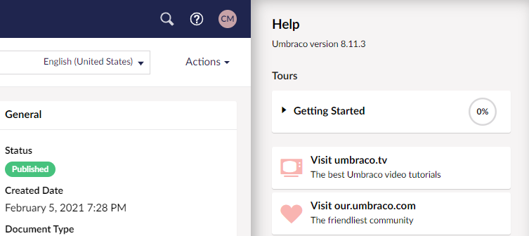 how to find out your Umbraco version screenshot