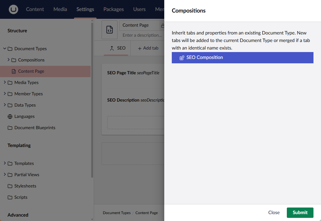 Content page creation