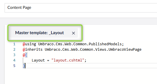 Content Page template select Layout